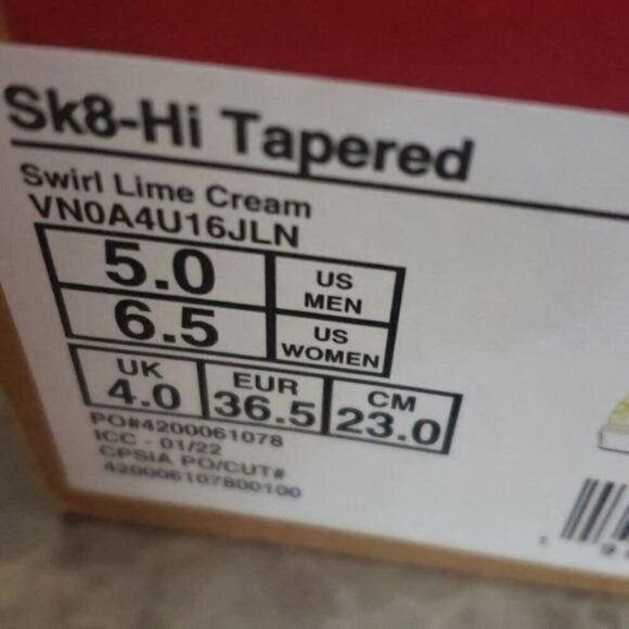 New Vans Sk8 Hi Swirl Lime Green High Top Sneakers Womens 6.5 Skater Casual Bold - Picture 10 of 10